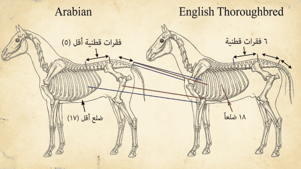 الفروق التشريحية في العمود الفقري بين سلالات الخيول الأصيلة