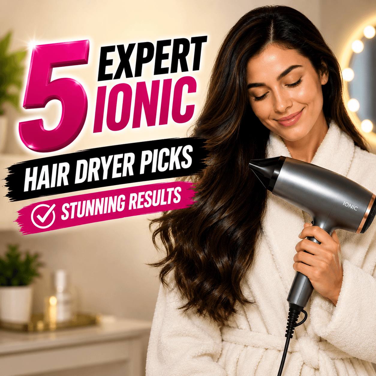 Ionic hair dryer with ceramic technology drying hair for a smooth, frizz-free finish