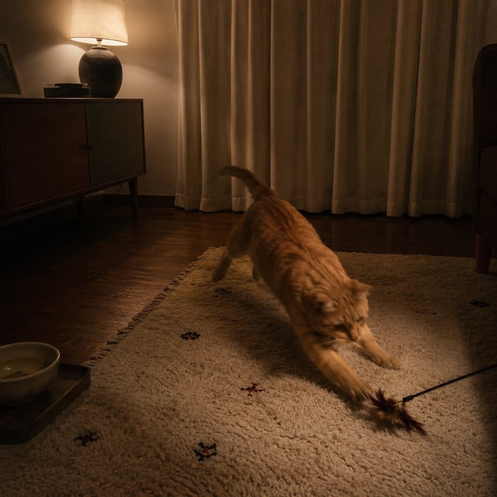 An evening play session that helps a cat sleep through the night
