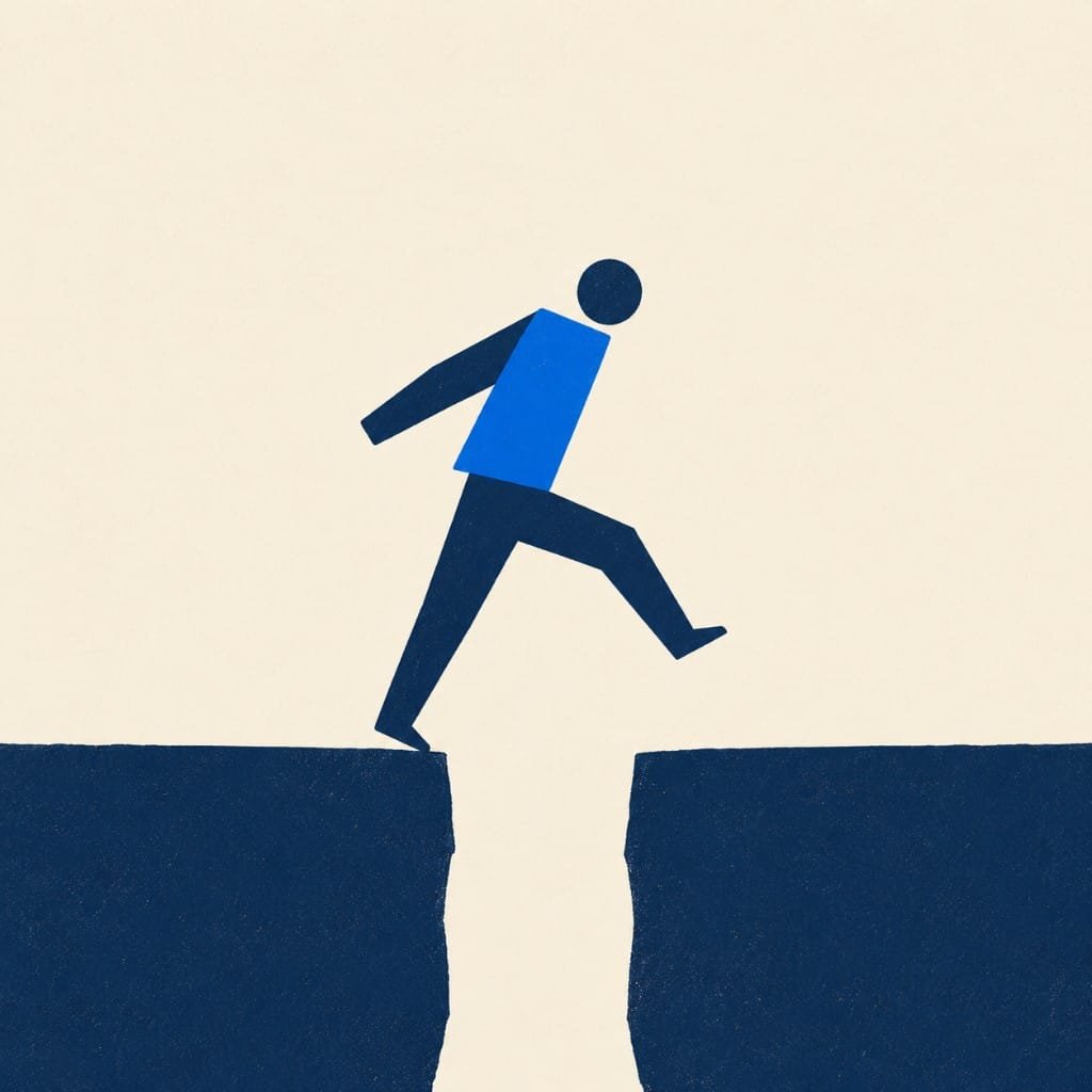 Illustration of committing to action before hesitation returns