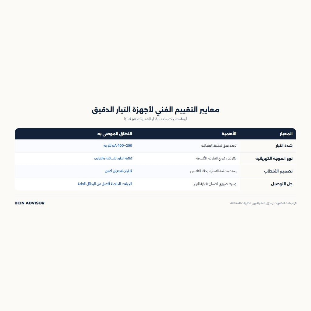 إنفوجرافيك معايير التقييم الفني لأجهزة التيار الدقيق