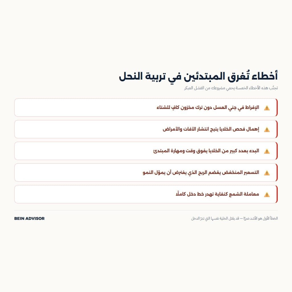 أخطاء شائعة يقع فيها مبتدئو تربية النحل