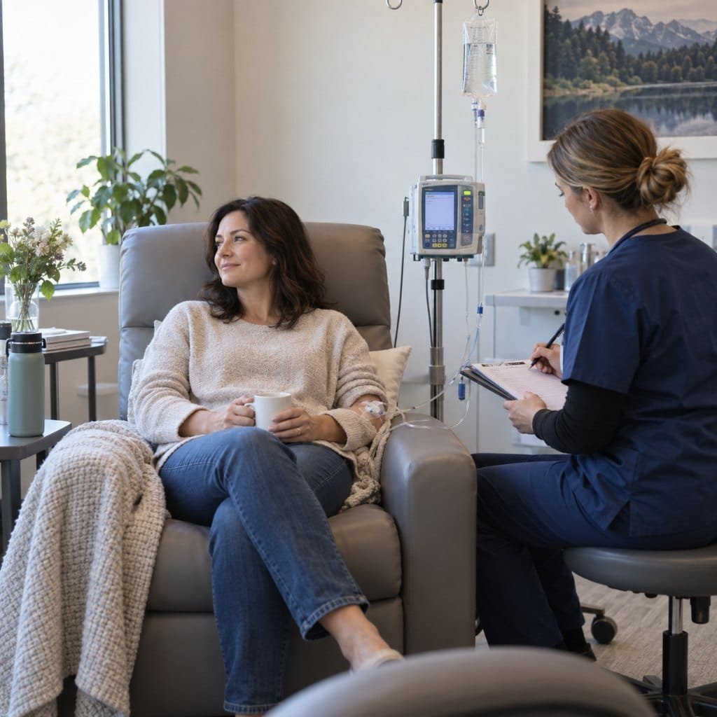 nad injection infusion monitoring with a 97 minute treatment time and symptom log