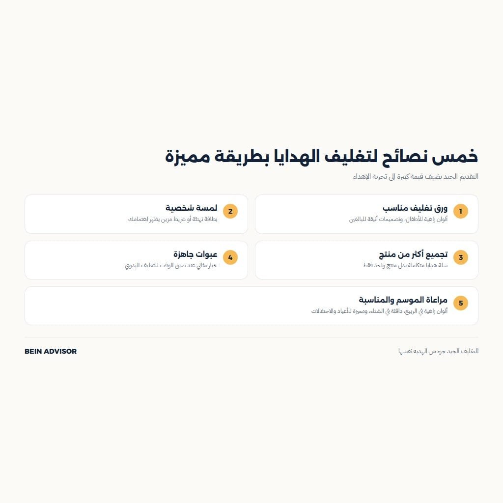 انفوجرافيك بخمس نصائح لتغليف الهدايا بطريقة مميزة