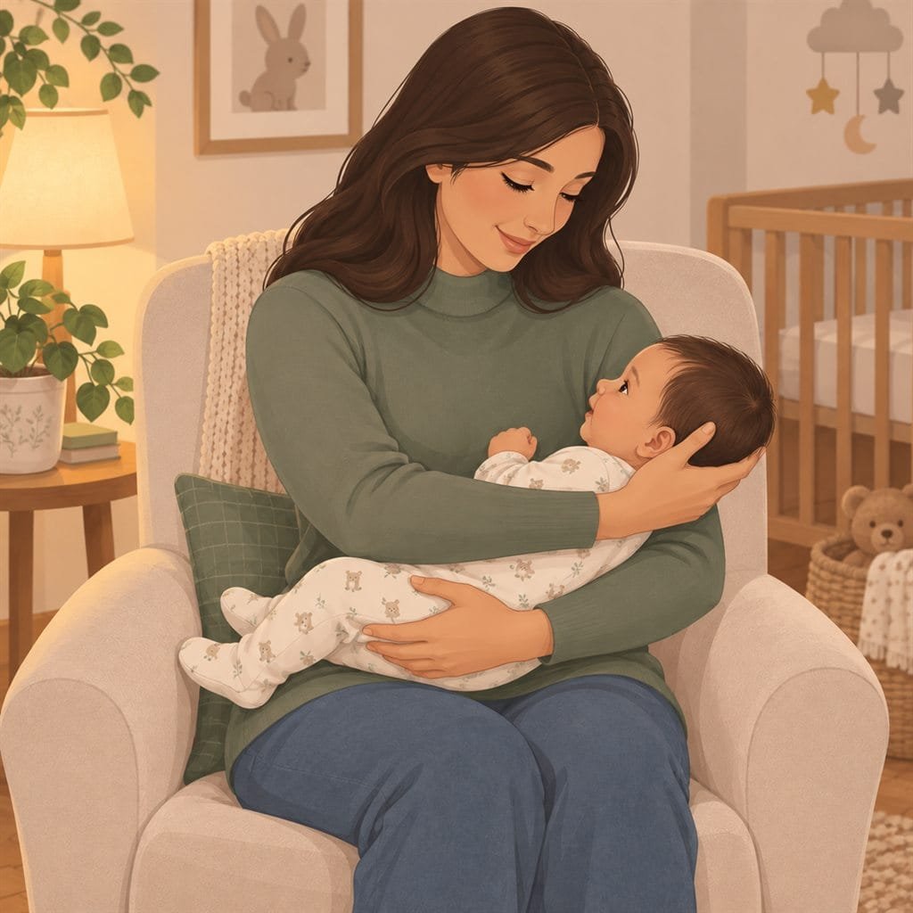 Breastfeeding positions cross-cradle hold: caregiver supports the infant's head with the opposite hand.