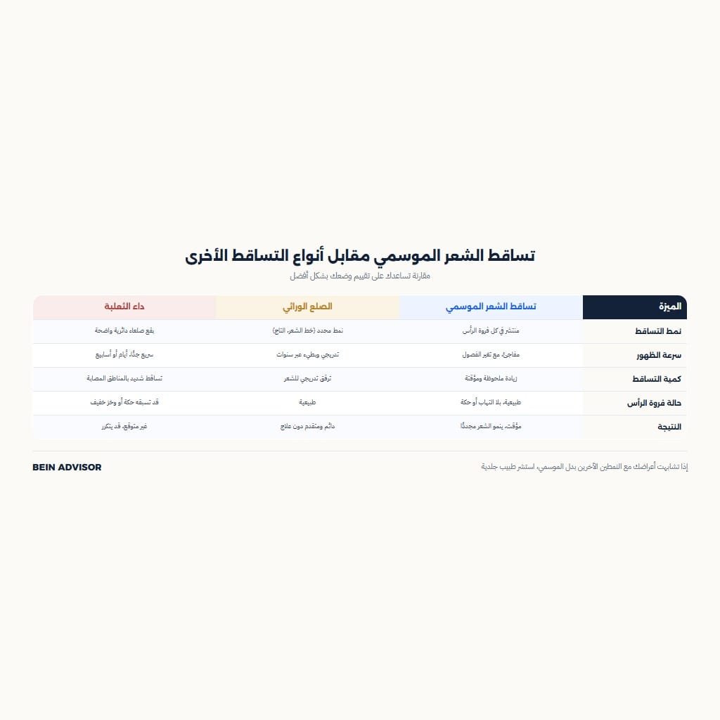 تساقط الشعر الموسمي مقابل أنواع التساقط الأخرى