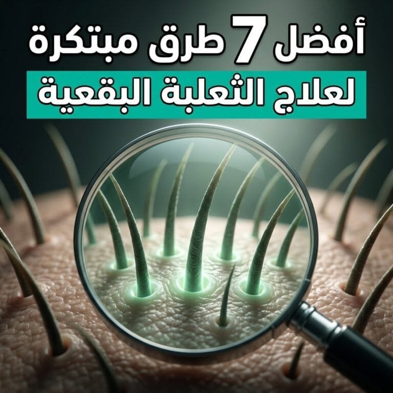علاج الثعلبة البقعية: عدسة مكبرة فوق بصيلات شعر تنمو من جديد