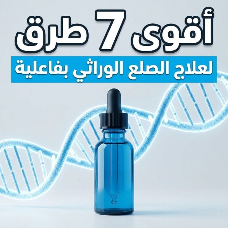 علاج الصلع الوراثي: زجاجة سيروم للشعر أمام شريط الحمض النووي