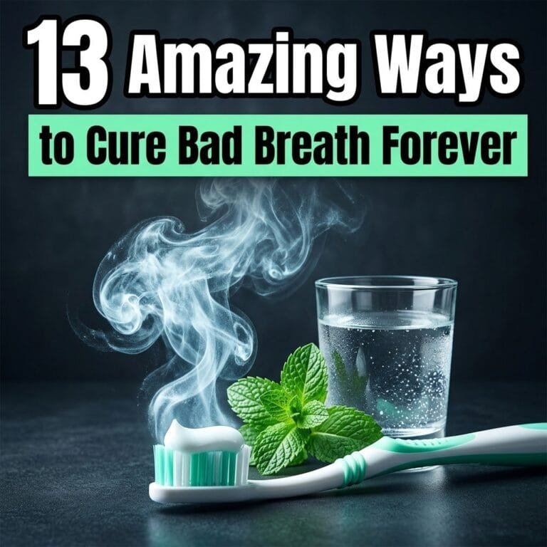 Ways to cure bad breath: a toothbrush with fresh mint leaves and a glass of water