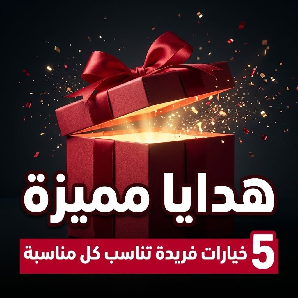 هدايا مميزة: صندوق هدية أحمر بشريط ساتان يفتح ويخرج منه ضوء ذهبي