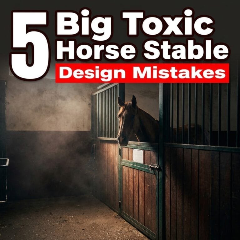 Horse stable design mistakes: a horse looking out of a dim, dusty stable stall