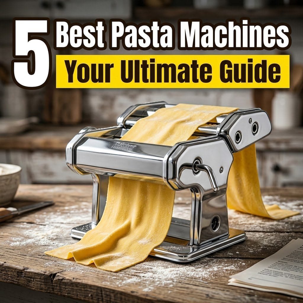Best pasta machines: a chrome pasta machine rolling fresh golden pasta sheets in a rustic kitchen