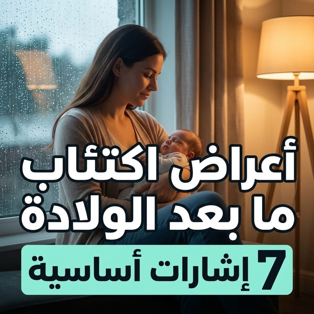 أعراض اكتئاب ما بعد الولادة: أم هادئة تحمل رضيعها بجوار نافذة ممطرة