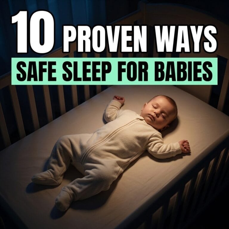 Safe sleep for babies: a baby sleeping on its back on a firm crib mattress with nothing loose around