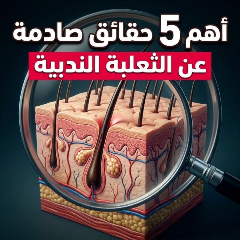 حقائق عن الثعلبة الندبية: مقطع ثلاثي الأبعاد لفروة الرأس وبصيلات الشعر تحت عدسة مكبرة