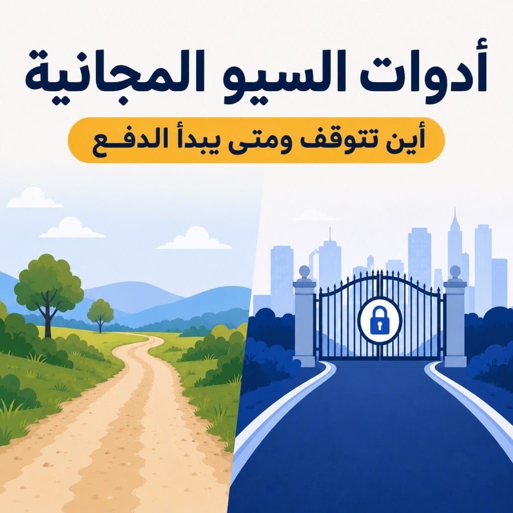 الصورة المميزة لمقال عن أدوات السيو المجانية ومتى يبدأ الدفع