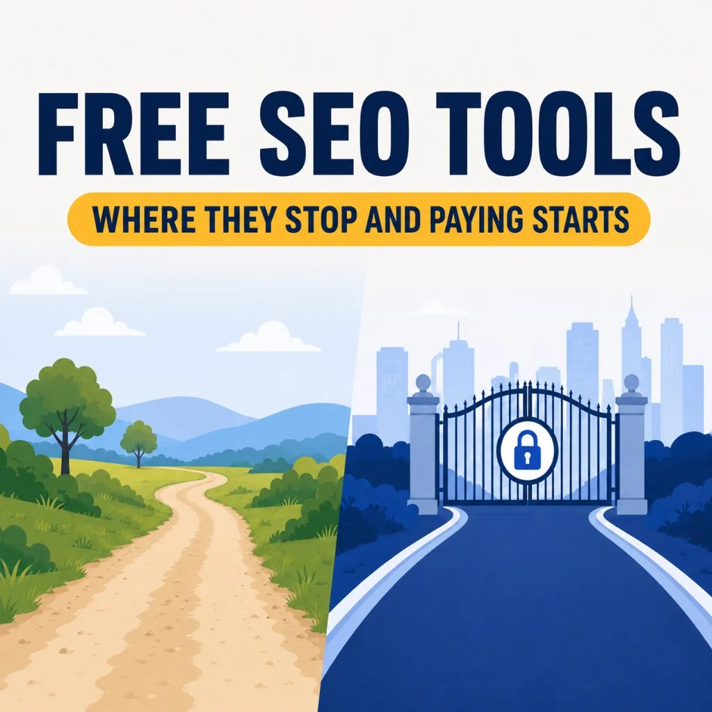 Featured image for an article on free SEO tools and the point where paying starts