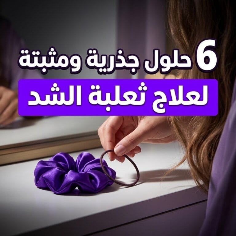 علاج ثعلبة الشد: يد تزيل رباط شعر مشدود بجوار ربطة حريرية ناعمة