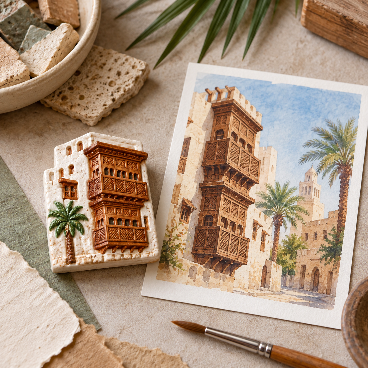 صورة توضيحية لمشروع تذكارات مدينتك مع مغناطيس لمعْلم محلي