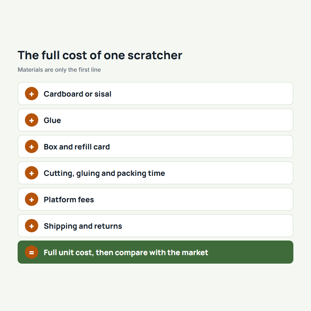Full cost of one cardboard cat scratcher
