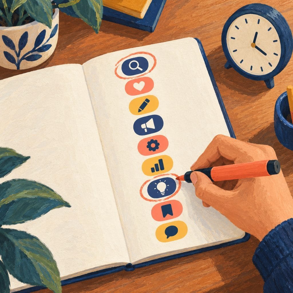 Digital marketing courses overview: circling two topics for deeper study