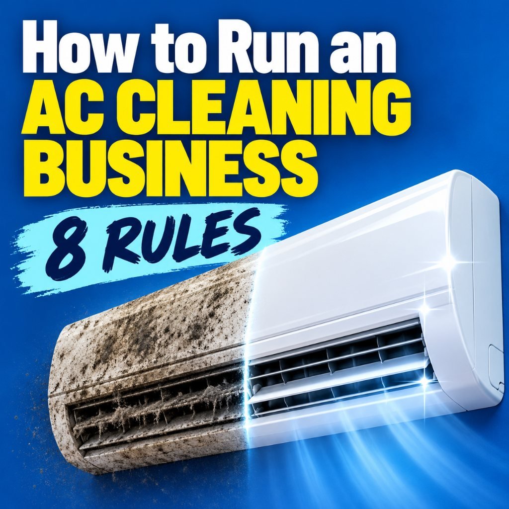 How to run an AC cleaning business: split unit half dusty, half clean