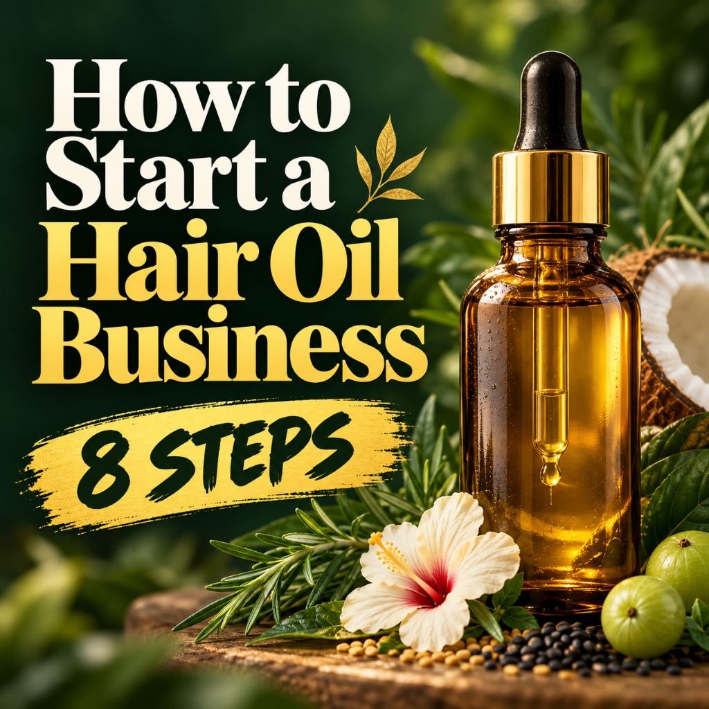 How to start a hair oil business: amber dropper bottle of hair oil
