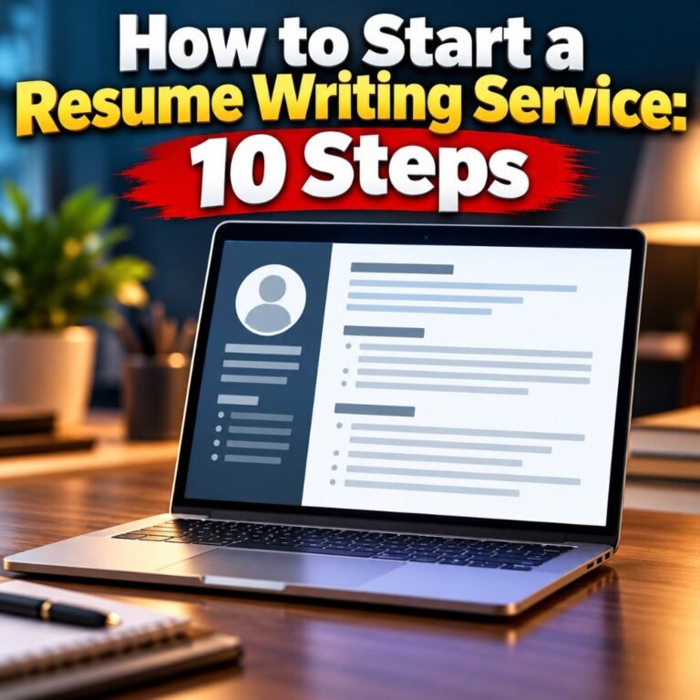 How to start a resume writing service: laptop showing a resume page
