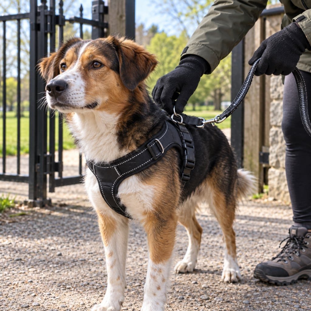 Harness and leash safety in a dog walking business