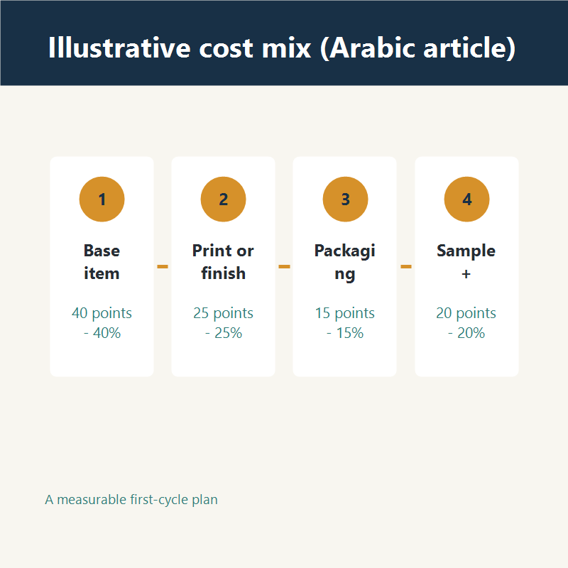 مشروع تذكارات مدينتك يوضح توزيع التكلفة بنقاط تخطيطية