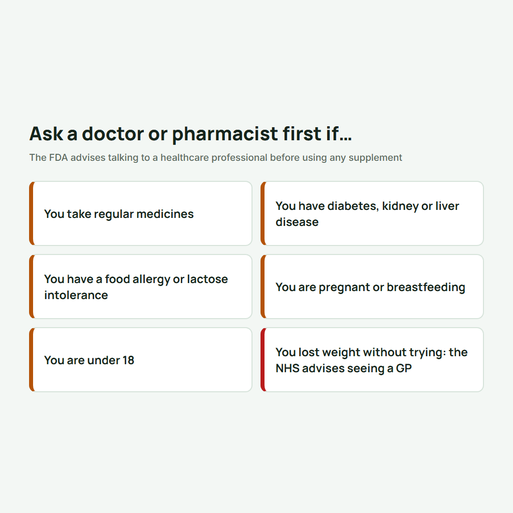 Who should ask a doctor or pharmacist before using a mass gainer