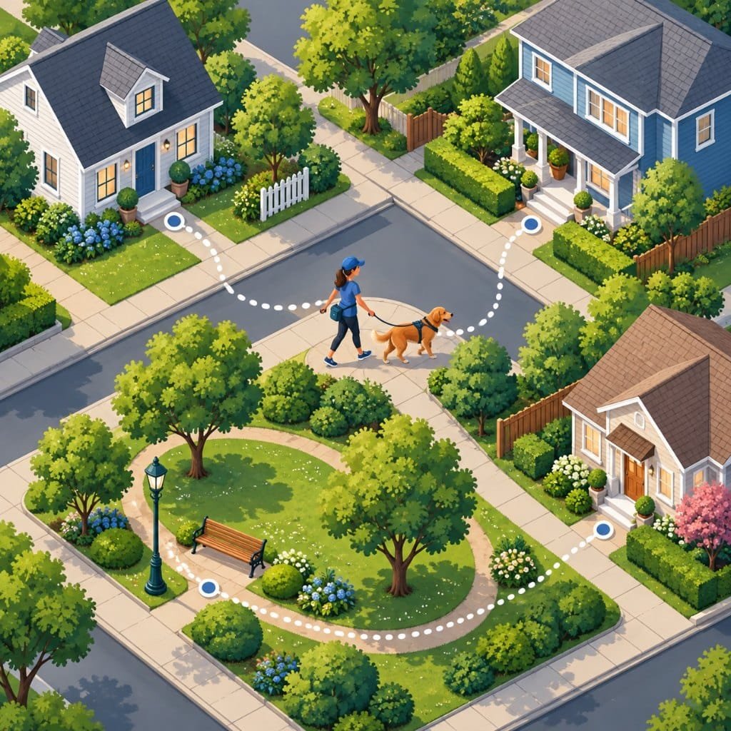 Compact route planning for a dog walking business