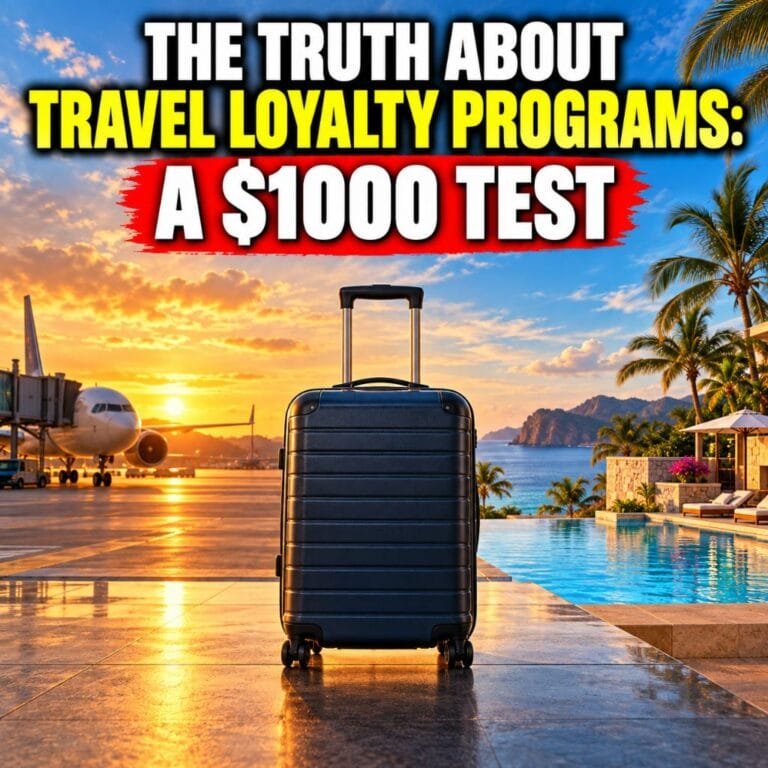 The Truth About Travel Loyalty Programs: A $1000 Test, shown with one travel suitcase