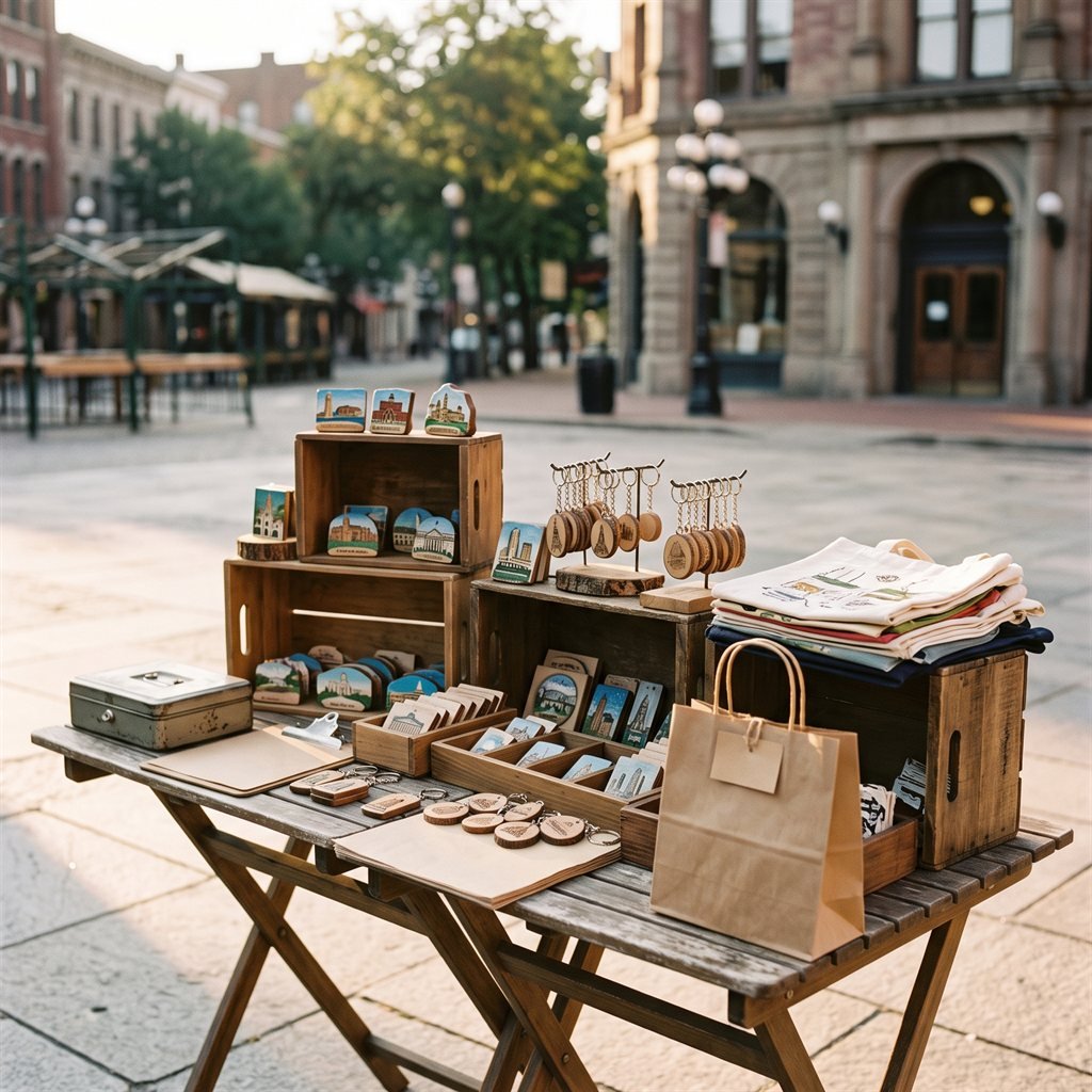 Handmade souvenir business pop-up sales display for local gifts